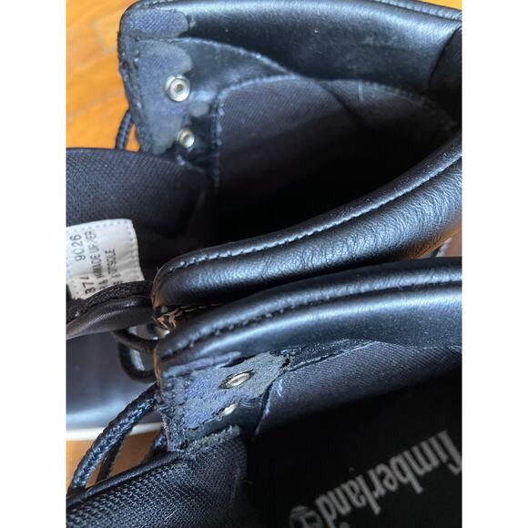 TIMBERLAND Wedge Square Toe Black Ankle Boots sz 5.5 - Picture 7 of 11